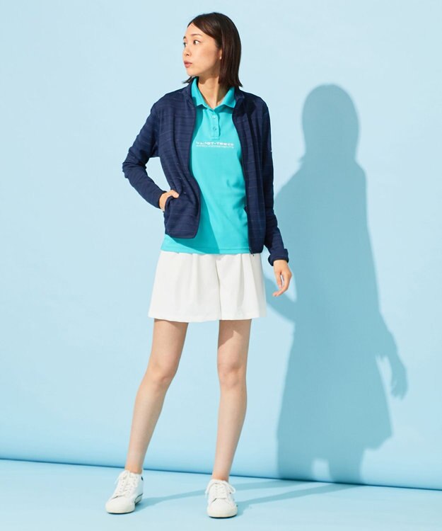 23区GOLF 【WOMEN】【接触冷感・UVケア・吸水速乾】ノースリーブ ポロシャツ サックスブルー系