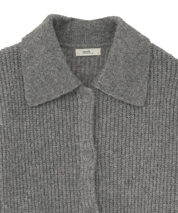earth music&ecology 襟付きニットアウター Gray Mixture