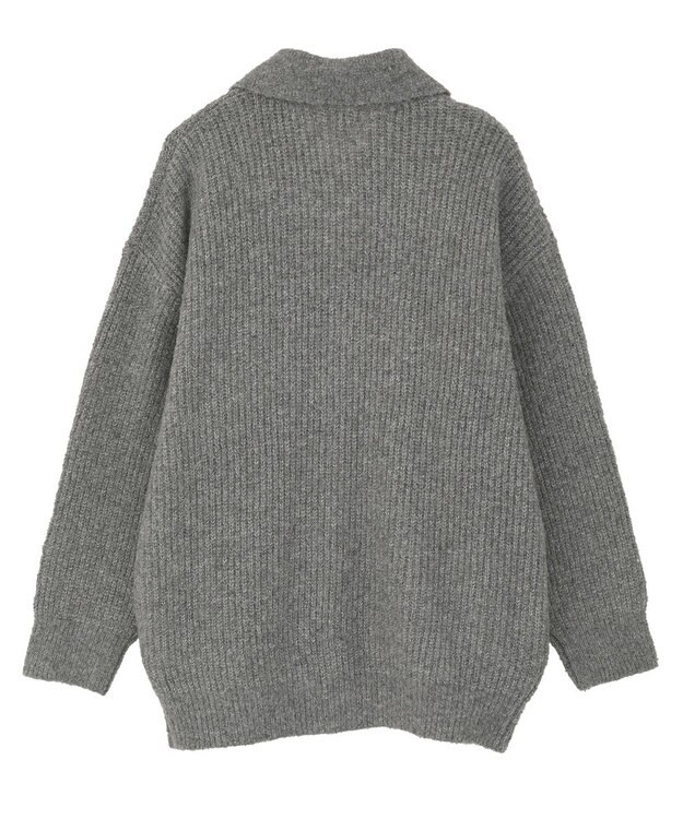 earth music&ecology 襟付きニットアウター Gray Mixture