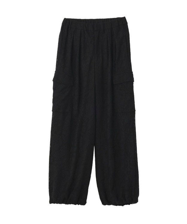 earth music&ecology 総レースカーゴパンツ Black