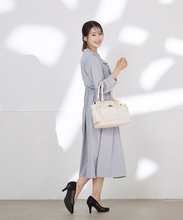 Tiaclasse L 【洗える】ラッフルフリルワンピース サックスグレー