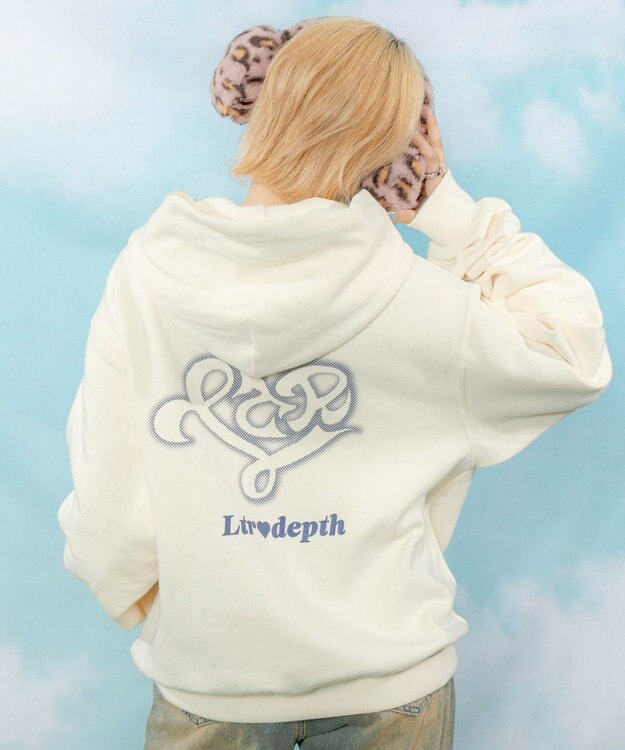 WEGO 【ユニセックス着用ITEM】ハートモチーフプルパーカー ホワイトアイボリー