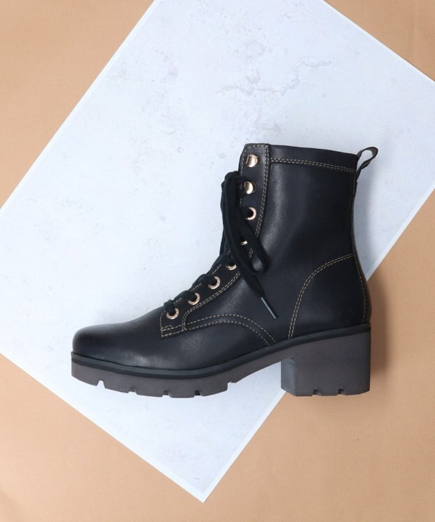 INTER-CHAUSSURES 【BUSSOLA】撥水レザーレースアップグリップソールブーツ ブラック