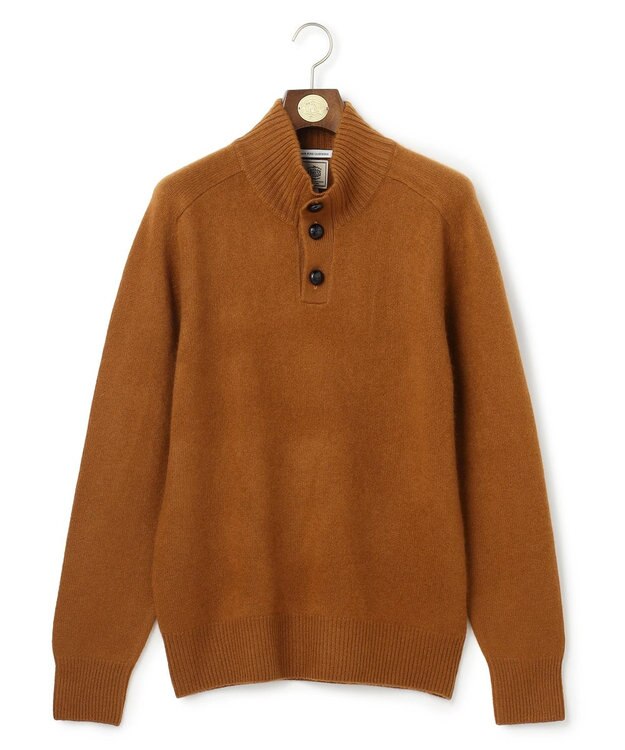 J.PRESS MEN 【カシミア100%使用】カシミヤリブモックネック ニット ブラウン系