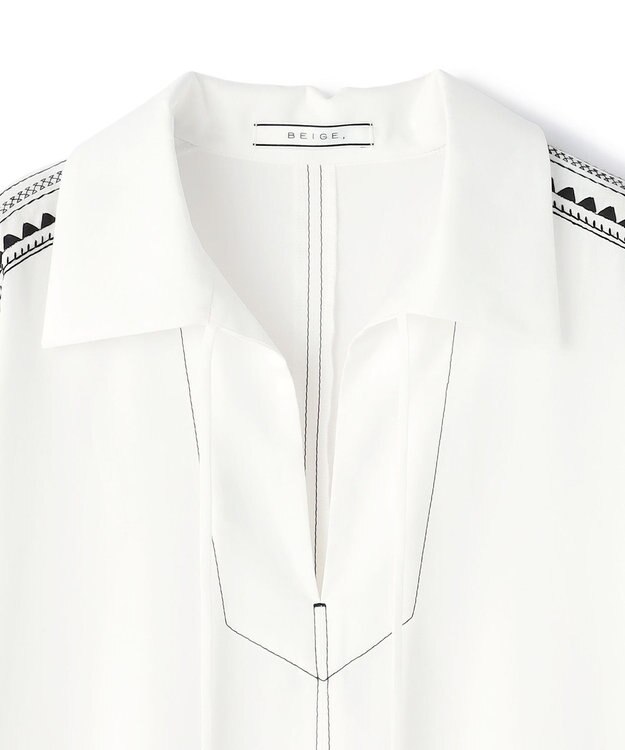 BEIGE， AXI / 刺繍ステッチ ドルマンロングドレス Ecru