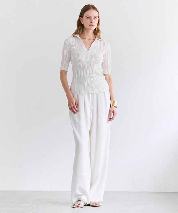 BEIGE， LABRADO / ランダムリブ スキッパーニット Ecru