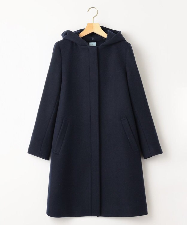 組曲 【2WAY・WEB限定】ショートビーバー フーディーロングコート ネイビー系