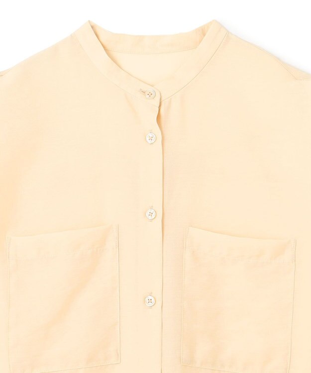 UNFILO L シアーサテン ロングシャツワンピース バターイエロー