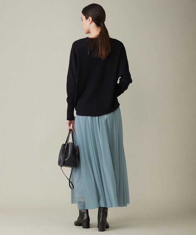 ICB 【洗える】ソフトウールハイゲージ Vネックプルオーバー ブラック系