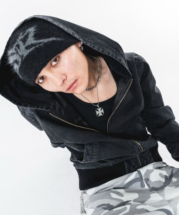 WEGO 【ユニセックス着用ITEM】リップストップフードブルゾン ブラックその他