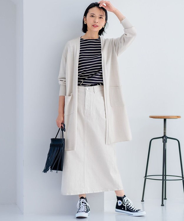 23区 L 【Oggi4月号掲載/洗える】23区DENIM ストレッチ デニムスカート アイボリー系