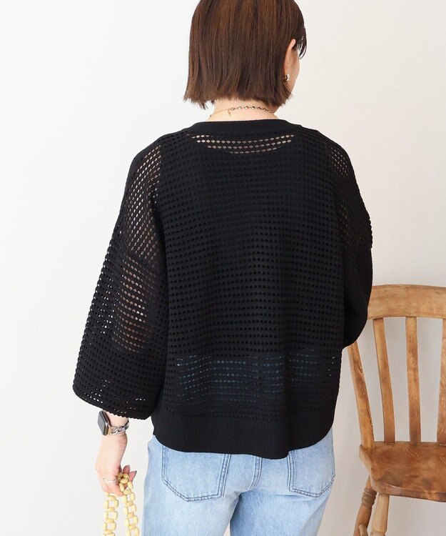 AMERICAN HOLIC 【先行予約】ジップアップメッシュニットカーディガン【WEB限定カラー有り】 Black