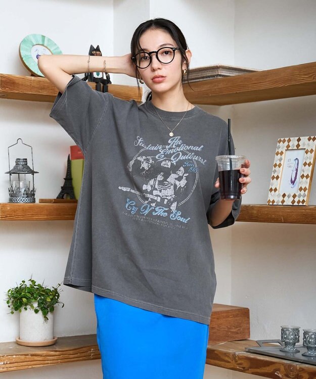 WEGO 【新色追加/ユニセックス着用アイテム/手洗い可/SMLサイズ展開】ピグメントグラフィックT（S） 柄2