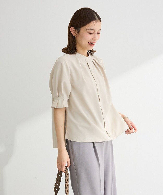 Green Parks タックショートスリーブブラウス Beige