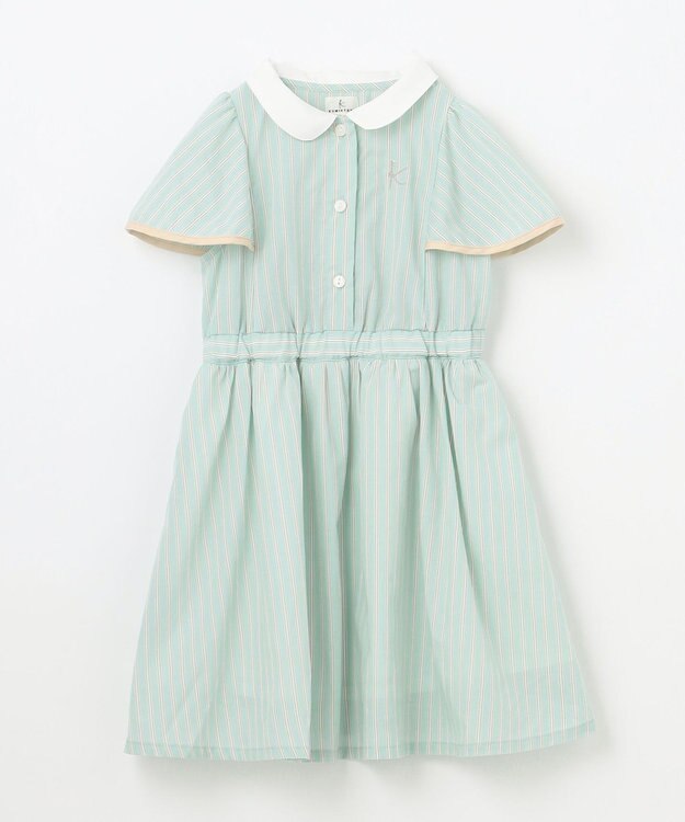 組曲 KIDS 【110-140㎝】サマーストライプ ワンピース セージ系1