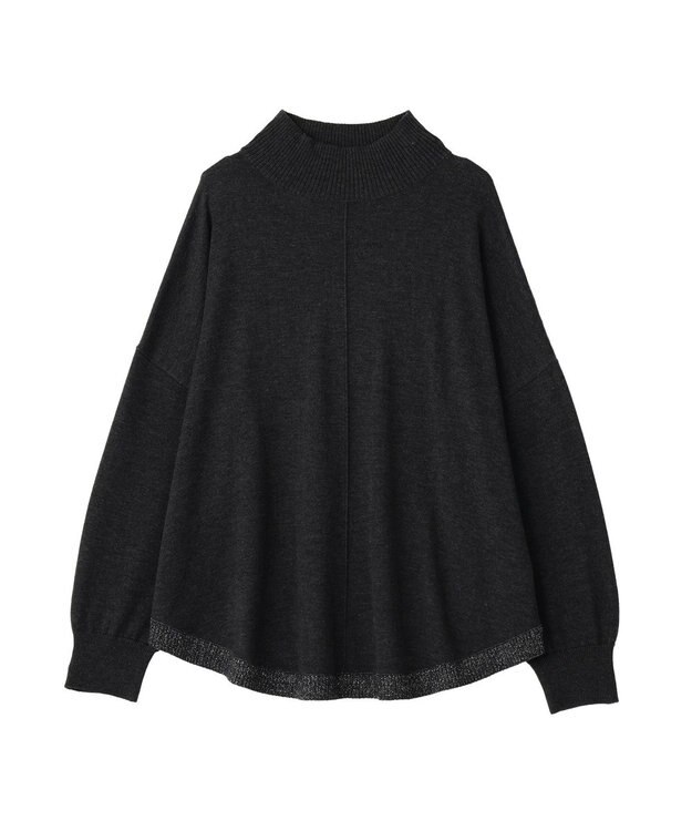 YECCA VECCA 裾ラメMIXラウンドヘムニット Charcoal Gray