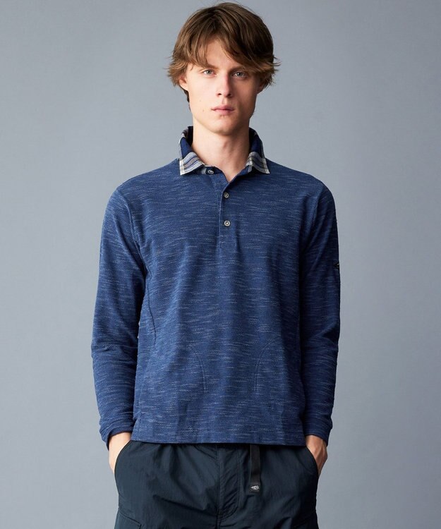 JOSEPH ABBOUD MOUNTAIN 【オーガニックコットン/JAPANファブリック】 スラブカノコ アウトドアポロ ブルー系