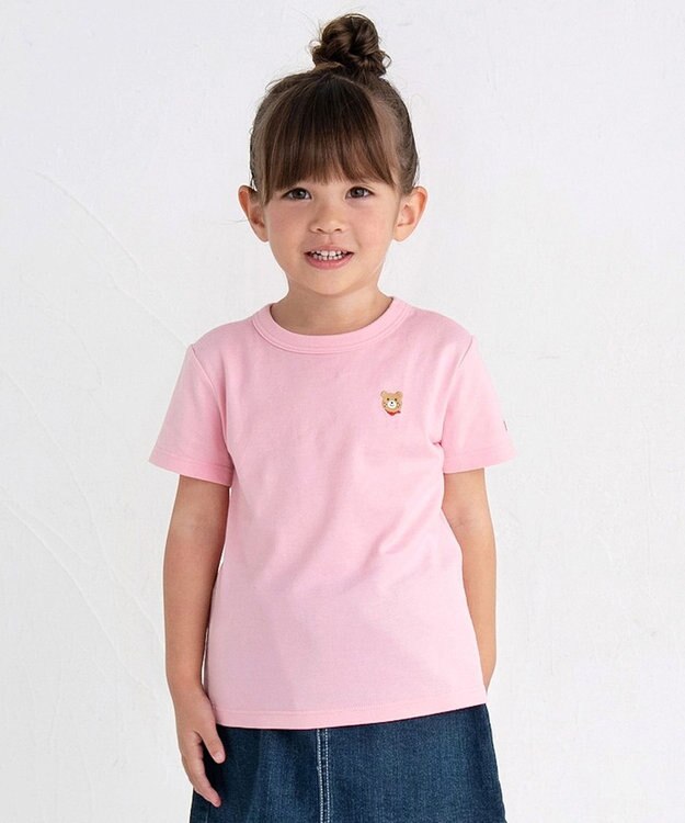 MIKI HOUSE HOT BISCUITS 【70-120cm】【Everyday Series】ワンポイント 半袖Tシャツ ピンク