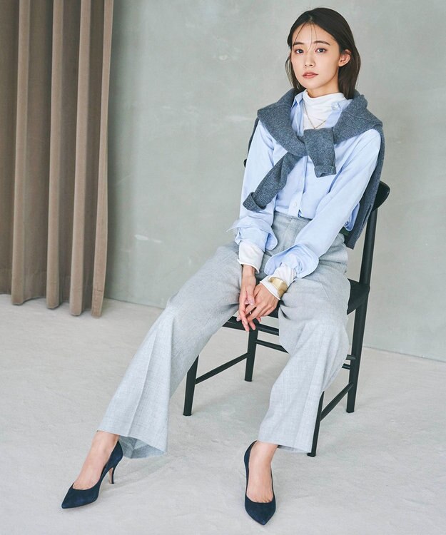 23区 【洗える】ウールカシミヤブレンド チュニック ニット ライトグレー系