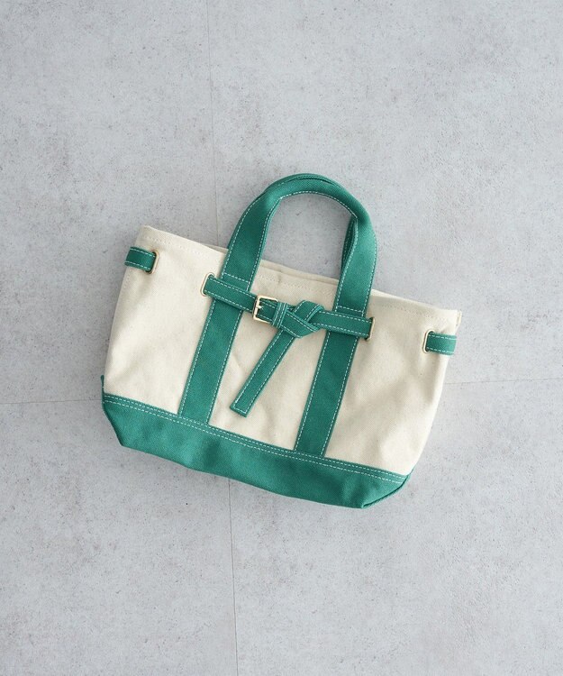 earth music&ecology 【Mサイズ】ベルトキャンバストートバッグ Green
