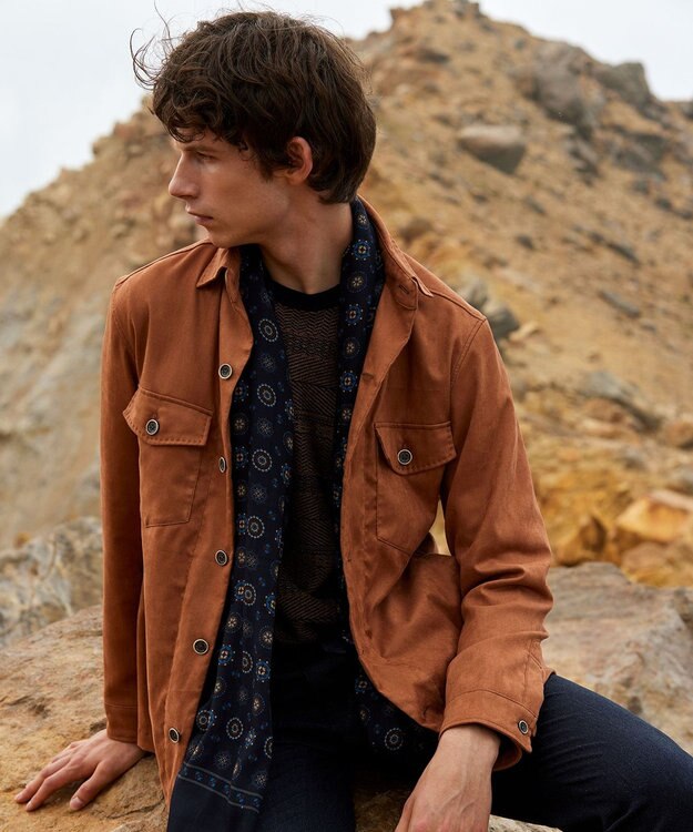 JOSEPH ABBOUD ナチュラルダイスウェード シャツアウター オレンジ系