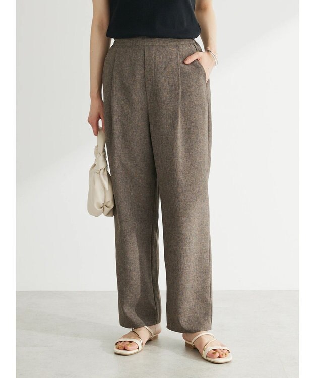 Green Parks 麻調ストレートパンツ Brown