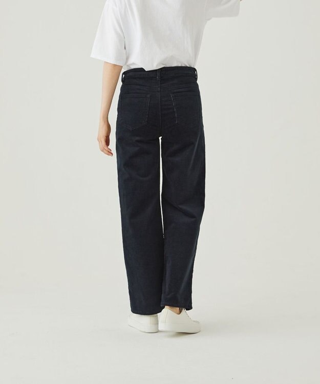 caqu ワイドフィット 裏起毛コーデュロイパンツ black