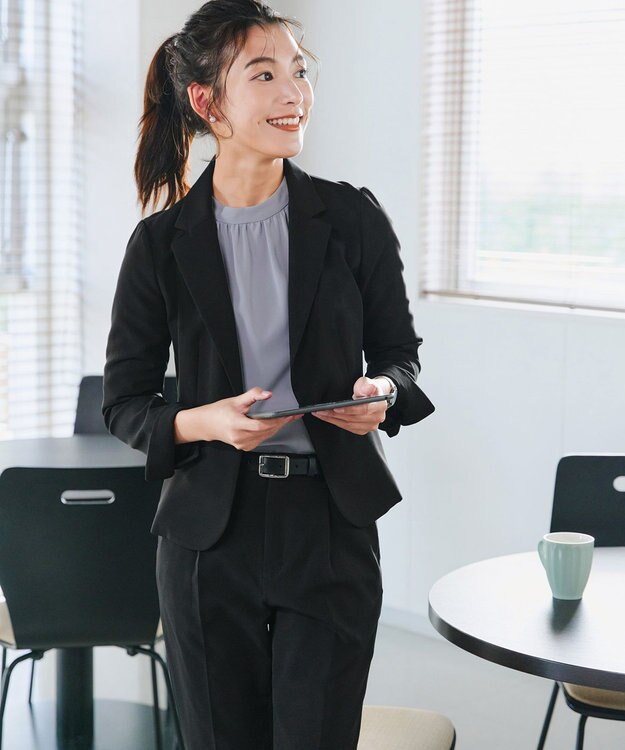 Tiaclasse L 【ダブルクロス・洗える】テーラードジャケット ブラック