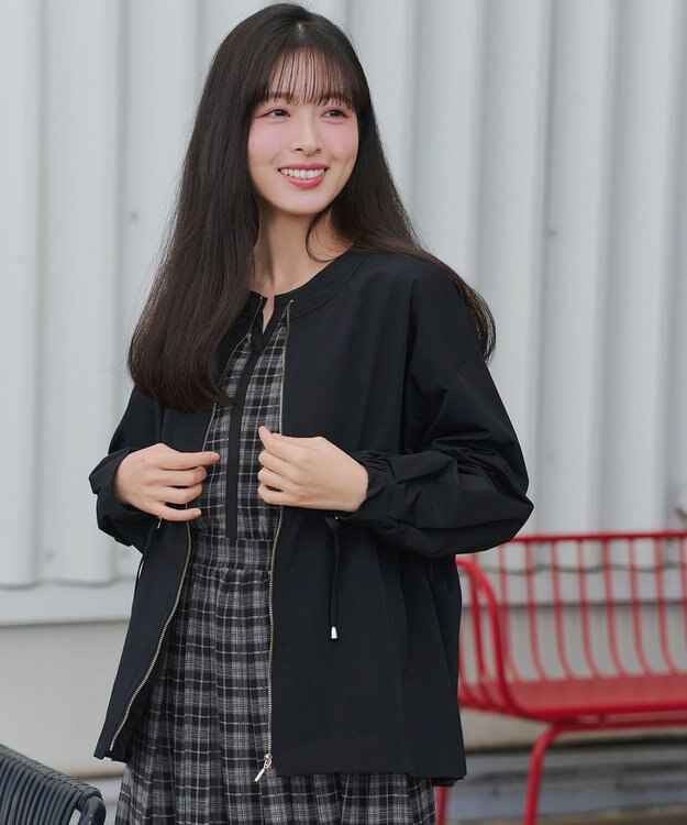 Tiaclasse メモリーノーカラードロストブルゾン ブラック