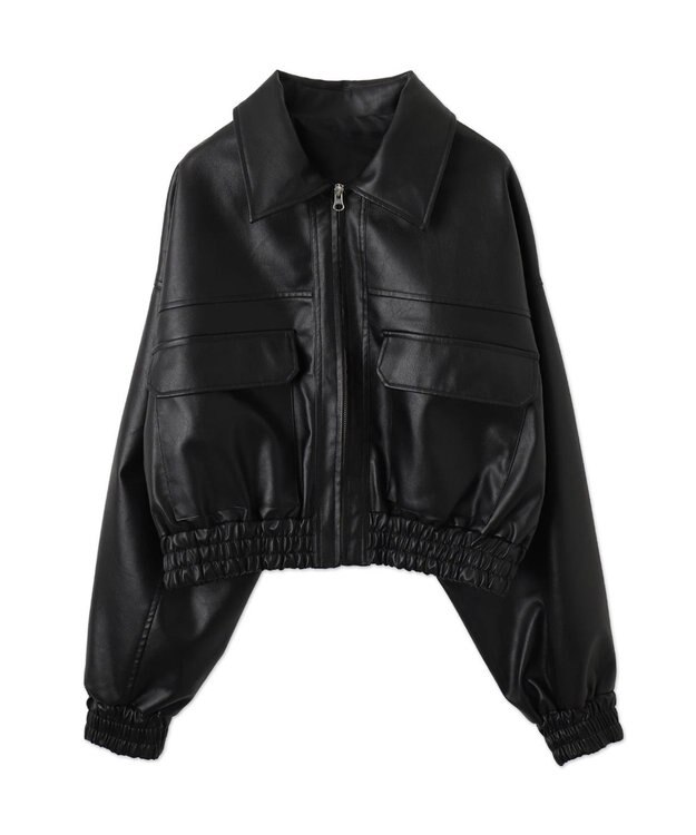 WEGO PUショートブルゾン ブラック