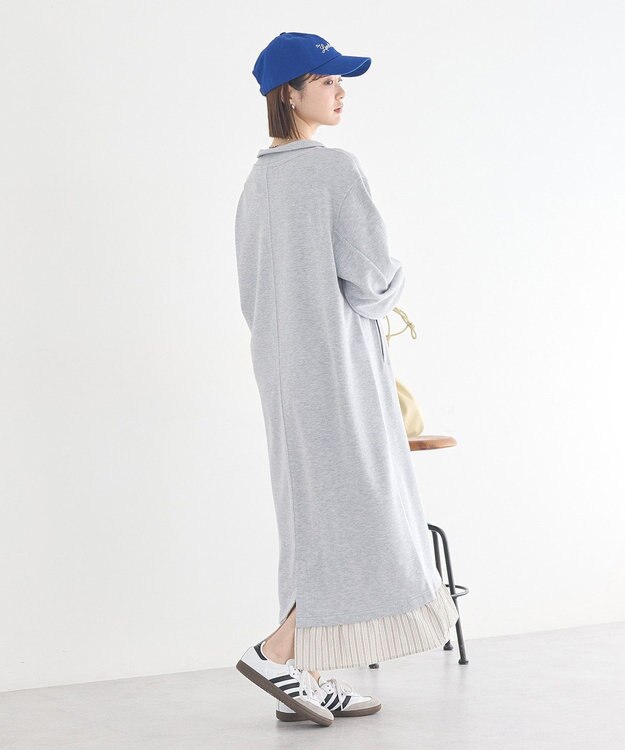 earth music&ecology レイヤーヘムワンピース Gray Mixture