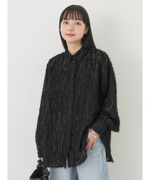 earth music&ecology ジャガードシャツ Black