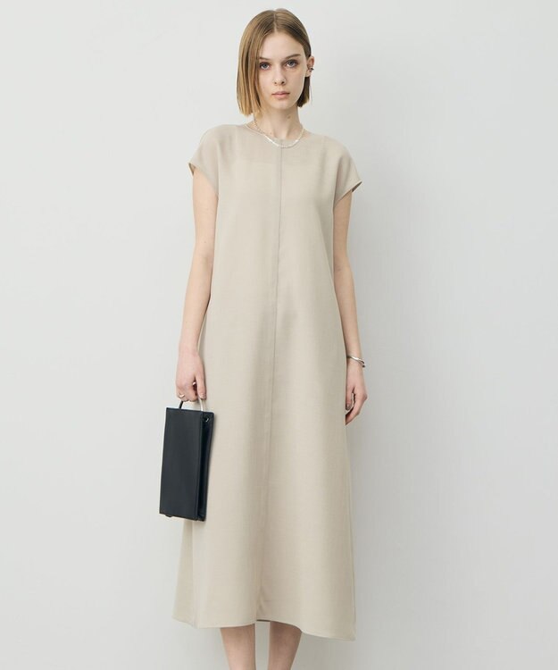ICB ドライアセテートスラブ フレンチスリーブワンピース サンドベージュ