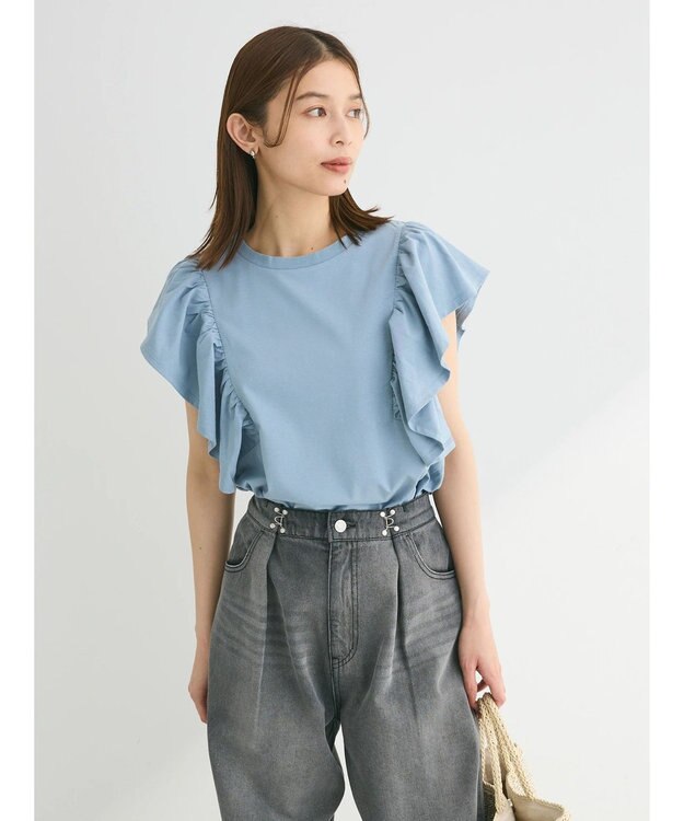 Green Parks ・ＳＵＧＡＲ　ＳＰＯＯＮ＜ＣＯＯＬ＞ラッフルスリーブＴＥＥ Sax