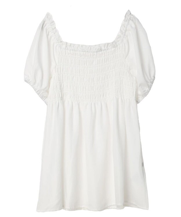 earth music&ecology ２ｗａｙショルダーシャーリングチュニック Off White