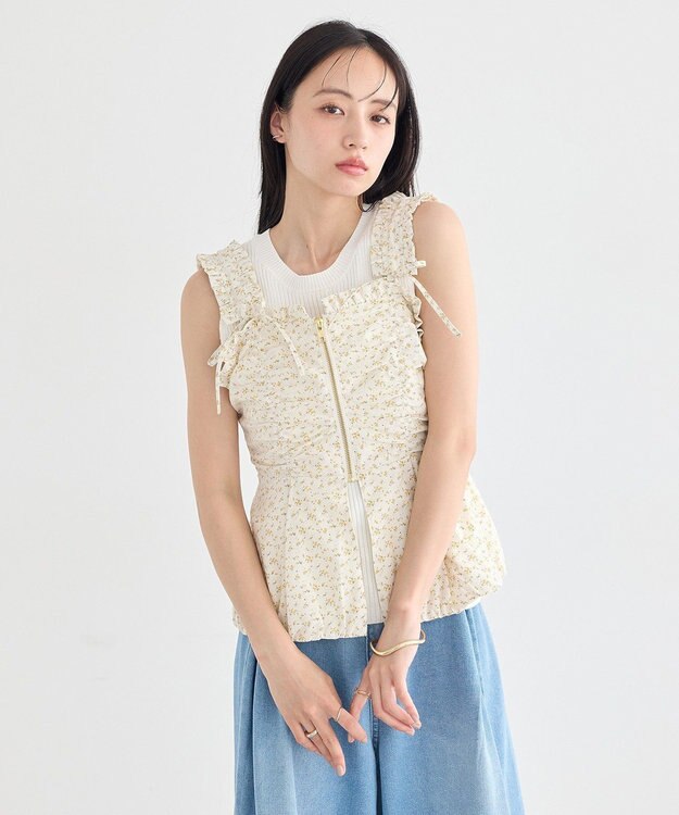 earth music&ecology 前後2WAYスリット釦タンクトップ Ivory