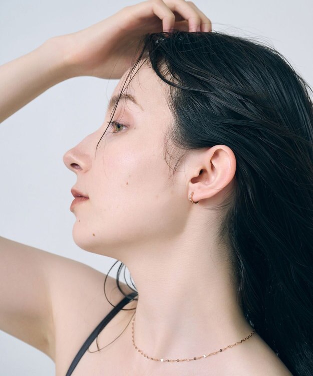 Phoebe 【金属アレルギー対応】ワンタッチビジューフープミニピアス　ローズゴールド/サージカルステンレス ローズゴールド