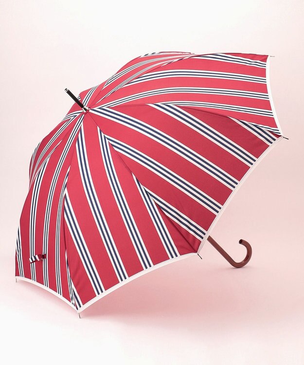 MOONBAT POLO RALPH LAUREN(ポロ ラルフローレン) 長傘 ワンポイント ストライプ 75デニール 日本製 レッド