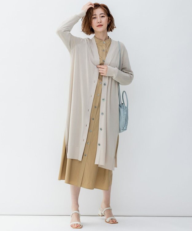 23区 【洗える】コンパクトコットンツイル シャツ ワンピース ベージュ系