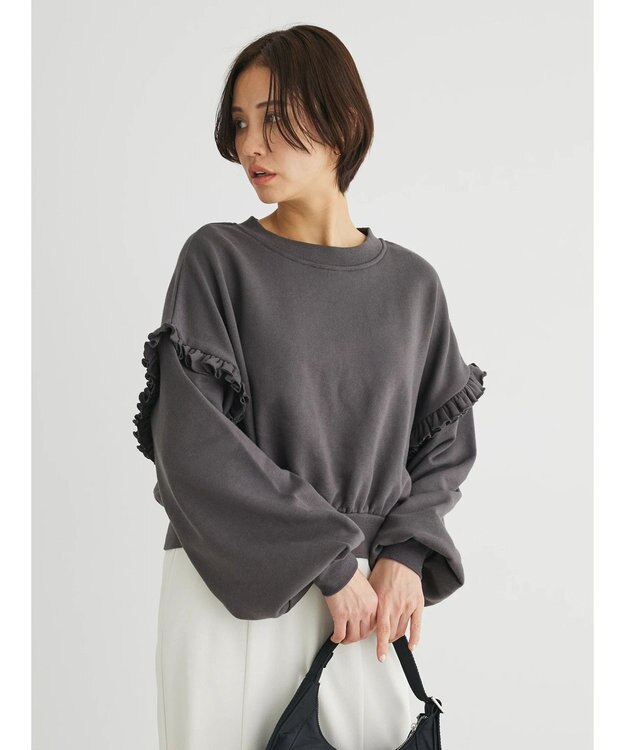 Green Parks ・Ｐｅｔｉｔ　Ｆｌｅｕｒ　ボリュームスリーブスウェット Charcoal Gray