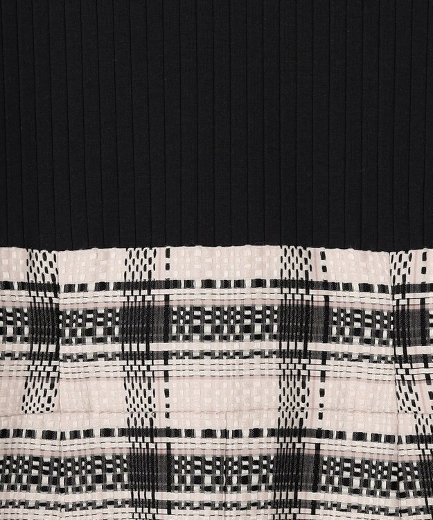 ANY SIS 【洗える】チェックジャガードコンビ ワンピース モノトーン系