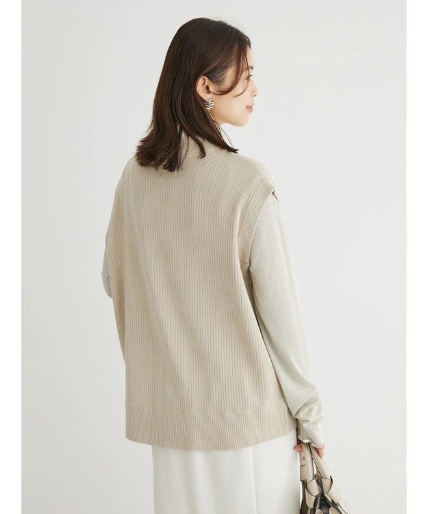 Green Parks ＺＩＰ付きリブニットベスト Beige