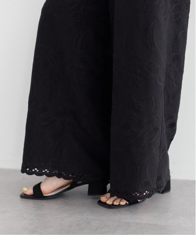 YECCA VECCA 刺繍ワイドパンツ Black