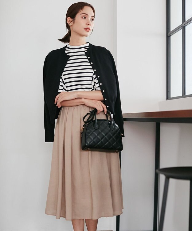 組曲 【セット着用可】ウールライクサキソニータック スカート キャメル系