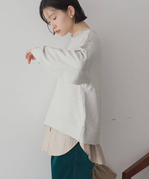 AMERICAN HOLIC 配色ライン裏毛プルオーバー Oatmeal