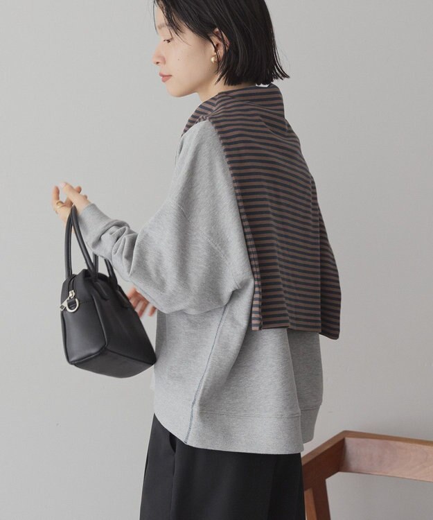 AMERICAN HOLIC 配色ライン裏毛プルオーバー Light Gray Mixture