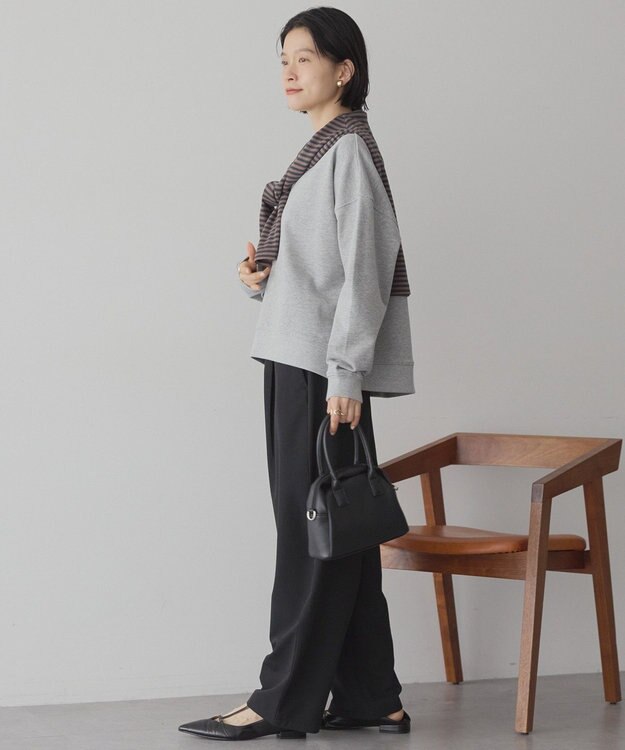 AMERICAN HOLIC 配色ライン裏毛プルオーバー Light Gray Mixture