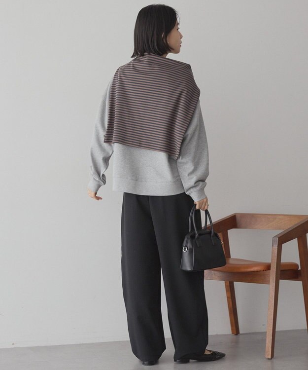 AMERICAN HOLIC 配色ライン裏毛プルオーバー Light Gray Mixture