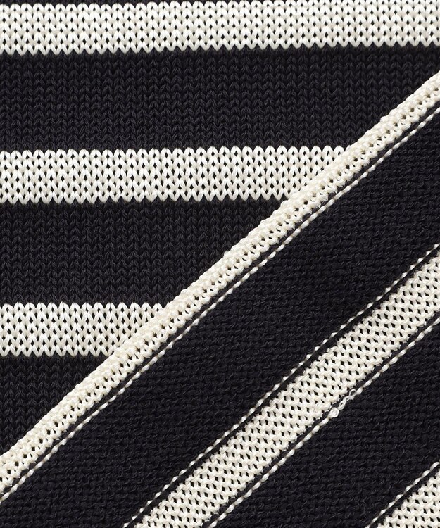 BEIGE， HELIODOR / レーヨンボーダーマリンボタンニット Navy × Ecru