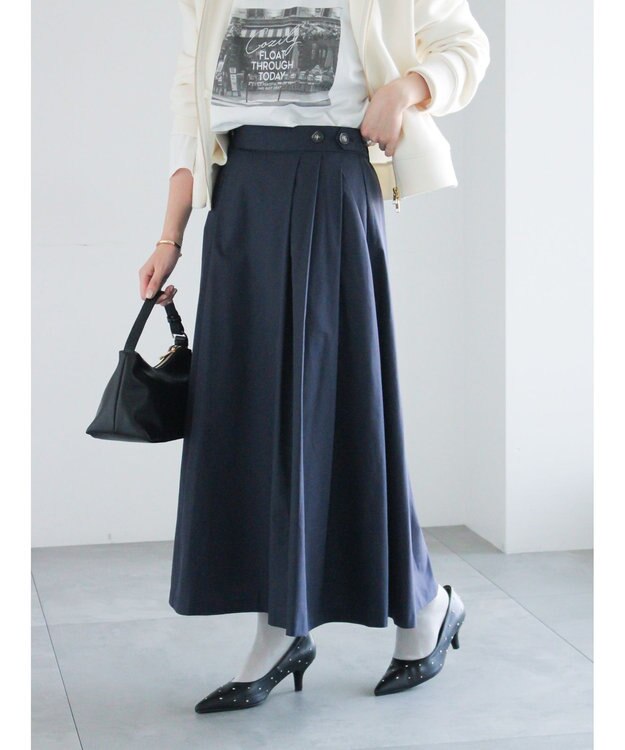 Te chichi タイプライタータックフレアスカート ネイビー